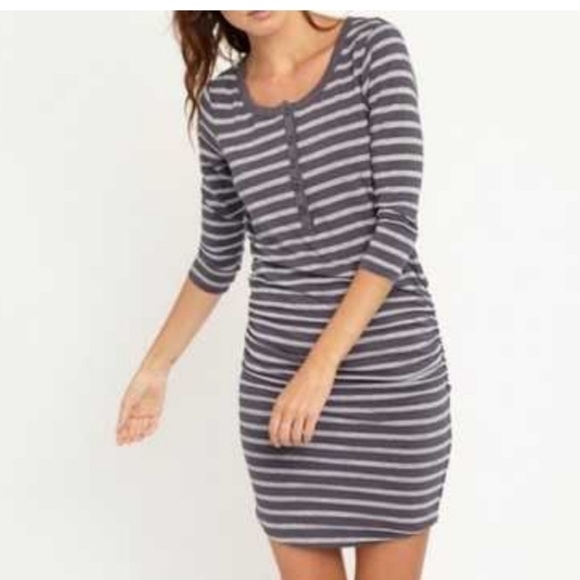 Sundry Striped Henley Dress - Picture 1 of 11